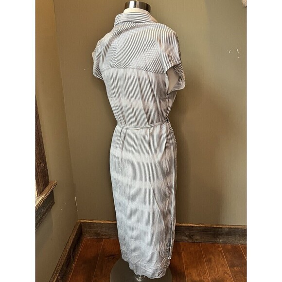 KAVU La Paz Sea Salt Striped Short Sleeve Button Down Midi Shirt Dress Medium - Picture 5 of 9